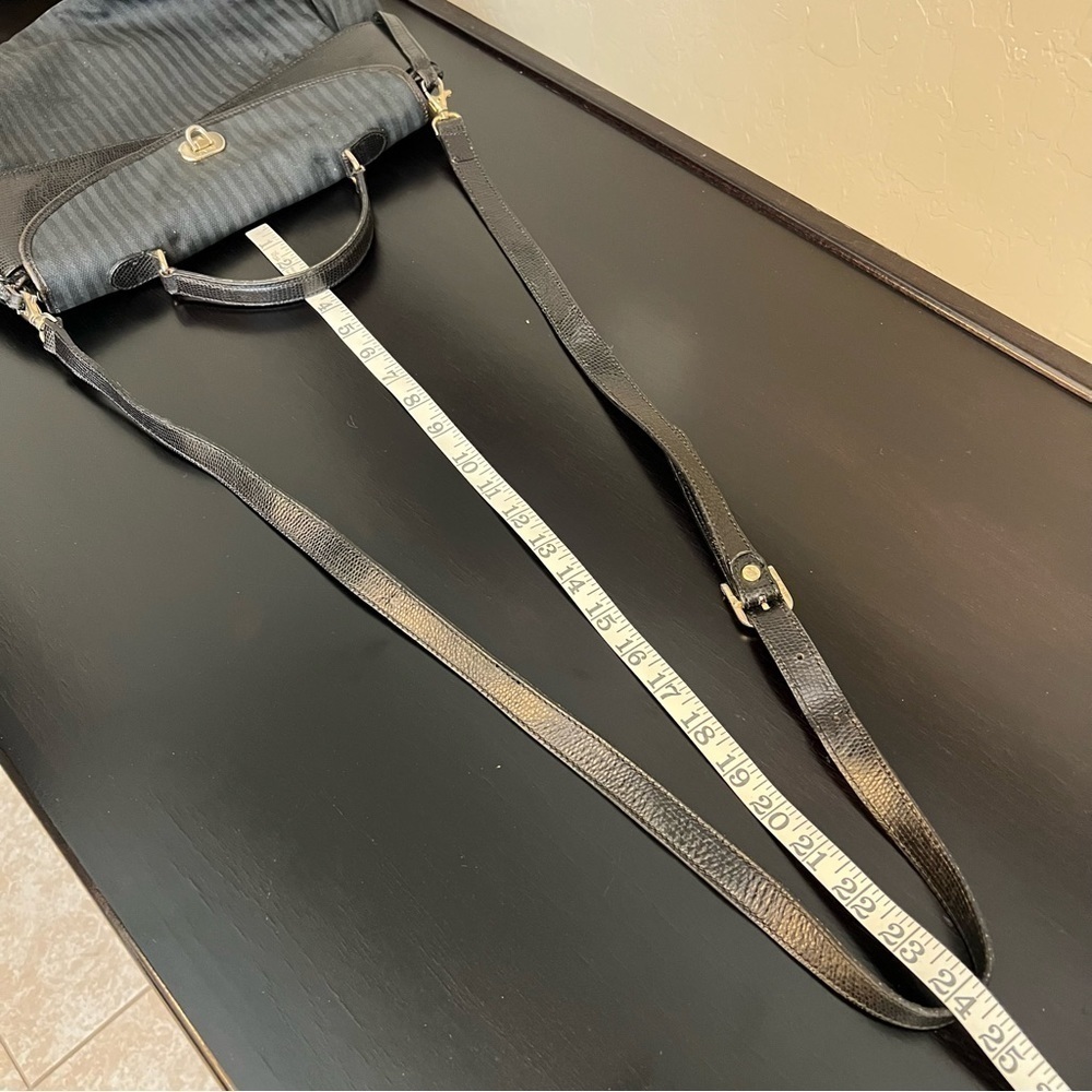 FENDI Vintage leather and coated canvas bag, striped, black 14”x10”, authentic - Picture 12 of 17